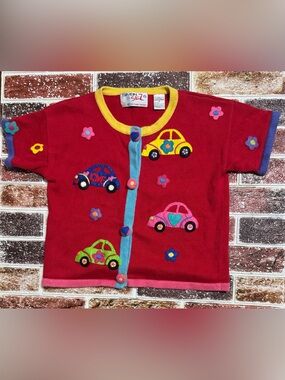 Vintage Michael Simon Volkswagen Beetle cars sweater Girls size 10- fits adult S